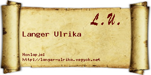 Langer Ulrika névjegykártya